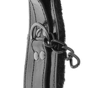Darkness – Menottes de cheville réglables en cuir noir avec cadenas