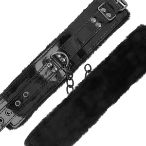Darkness – Menottes de cheville réglables en cuir noir avec cadenas