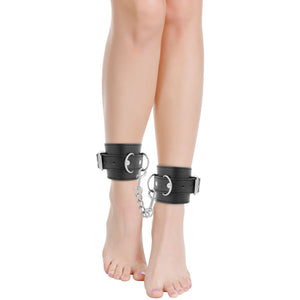 Darkness – Menottes de cheville ajustables en cuir noir