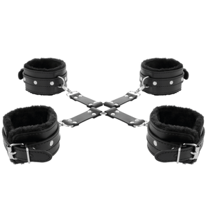 Darkness – Menottes en cuir pour pieds et mains noir