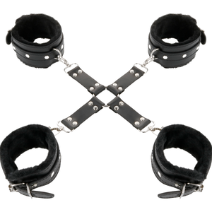 Darkness – Menottes en cuir pour pieds et mains noir