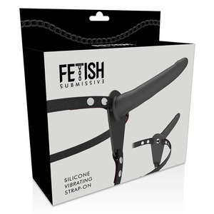 Fetish Submissive Harness – Vibrateur silicone noir 15 cm