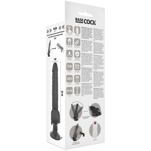 Basecock – Vibrateur réaliste télécommande noir avec testicules 19.5 cm -o- 4 cm