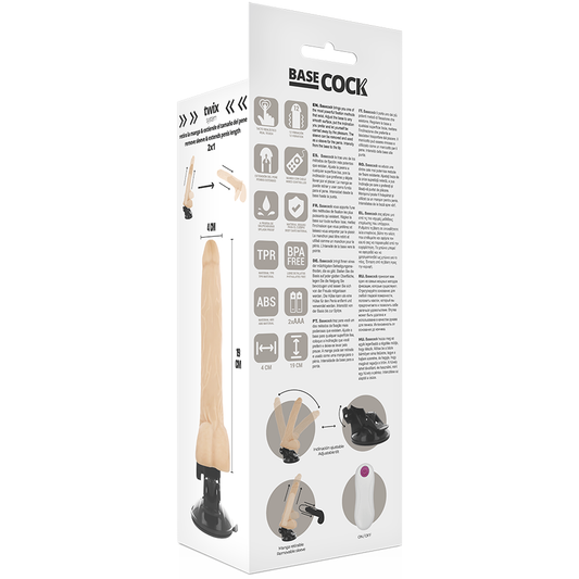 BASECOCK - VIBRADOR REALISTIC CONTROL REMOTO NATURAL 19 CM -O- 4 CM