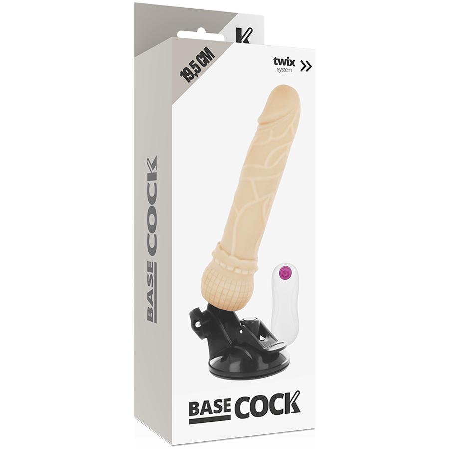 BASECOCK - VIBRADOR REALISTIC CONTROL REMOTO NATURAL 19.5 CM -O- 4 CM