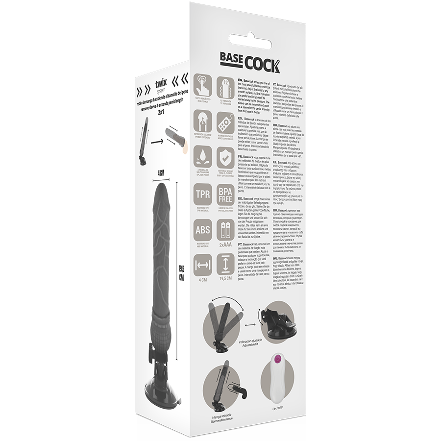 BASECOCK - VIBRADOR REALISTIC CONTROL REMOTO NATURAL 19.5 CM -O- 4 CM