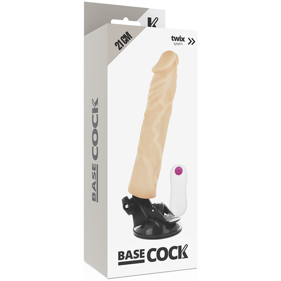 BASECOCK - VIBRATEUR RÉALISTE TÉLÉCOMMANDE NOIR 21 CM -O- 4 CM