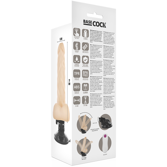BASECOCK - REALISTIC VIBRADOR ARTICULABLE CONTROL REMOTO NATURAL 21 CM -O- 5 CM