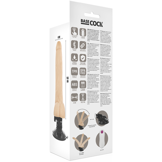 BASECOCK - REALISTIC VIBRADOR ARTICULABLE CONTROL REMOTO NATURAL 18.5 CM -O- 4 CM