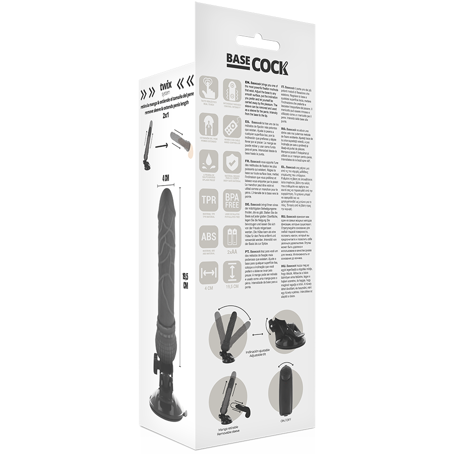 BASECOCK - VIBRADOR REALISTIC CONTROL REMOTO NATURAL 19.5 CM -O- 4 CM