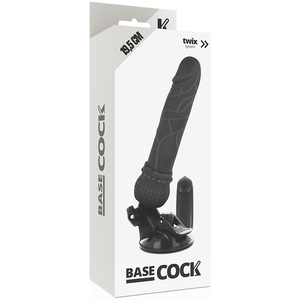 Basecock – Vibrateur réaliste télécommande noir 19.5 cm -o- 4 cm