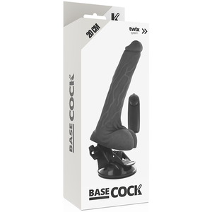 Basecock – Vibrateur réaliste noir télécommande avec testicules 20 cm -o- 4 cm