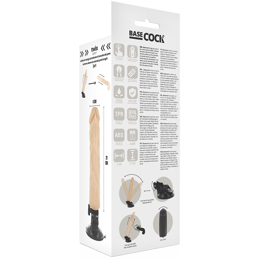 BASECOCK - VIBRADOR REALISTIC CONTROL REMOTO NATURAL 21 CM -O- 4 CM