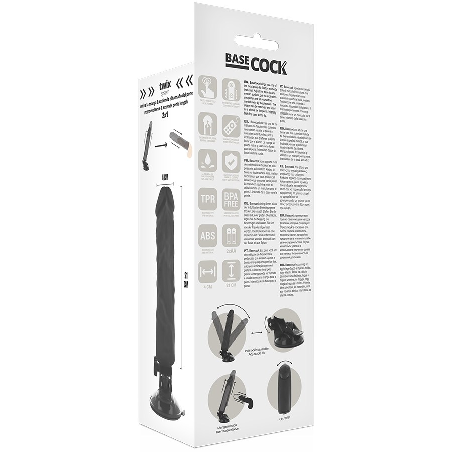BASECOCK - VIBRADOR REALISTIC CONTROL REMOTO NATURAL 21 CM -O- 4 CM