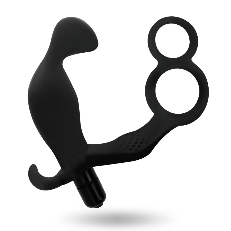 Addicted Toys – Plug anal avec double anneau pénis et testicules noir