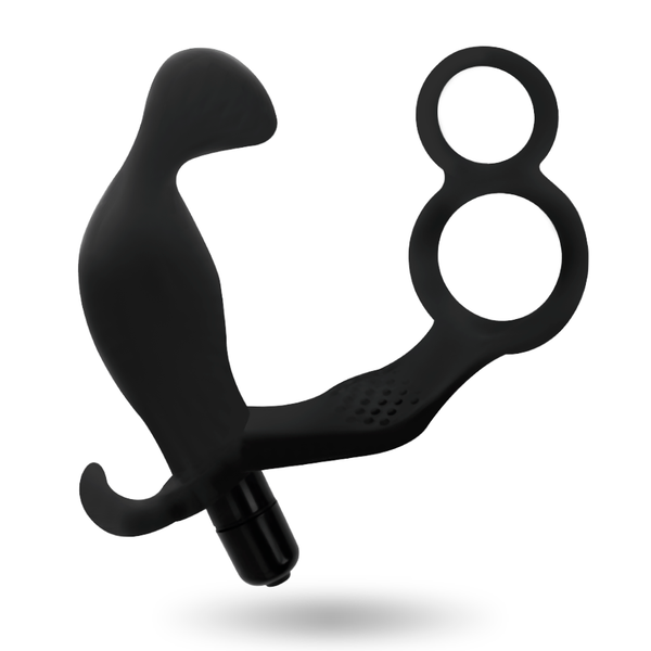 Addicted Toys – Plug anal avec double anneau pénis et testicules noir