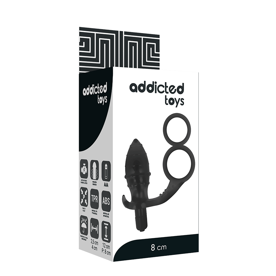 ADDICTED TOYS - ANALE PLUG MET ANILLA DOBLE NEGRO