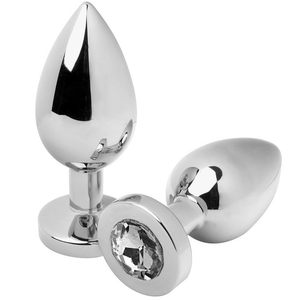 Metal Hard – Plug anal diamant transparent moyen 7,62cm