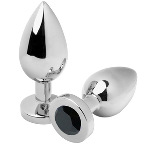 Metal Hard – Plug anal diamant noir petit 5.71cm