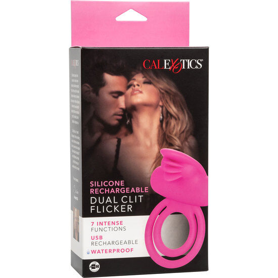 CALEXOTICS - DUAL CLIT FLICKER ENHANCER DOBLE ANILLO VIBRADOR DE SILICONA PINK