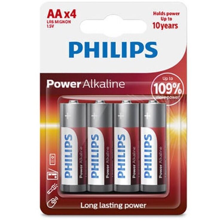 Philips – Pile alcaline power AA lr6 blister * 4