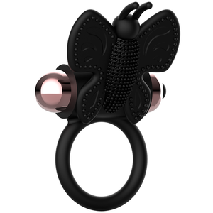 Coquette Chic Desire – Cockring papillon avec vibrateur noir/ or