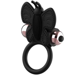 Coquette Chic Desire – Cockring papillon avec vibrateur noir/ or