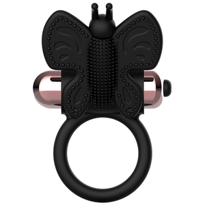 Coquette Chic Desire – Cockring papillon avec vibrateur noir/ or