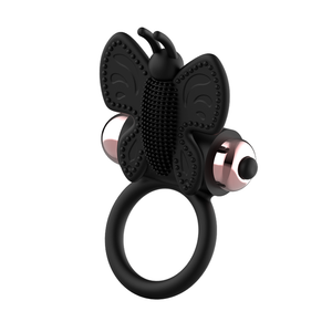 Coquette Chic Desire – Cockring papillon avec vibrateur noir/ or