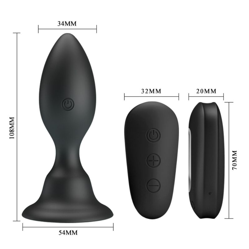 MR PLAY - ANALE PLUG MET ZWARTE VIBRATIECONTROLE OP AFSTANDSBEDIENING