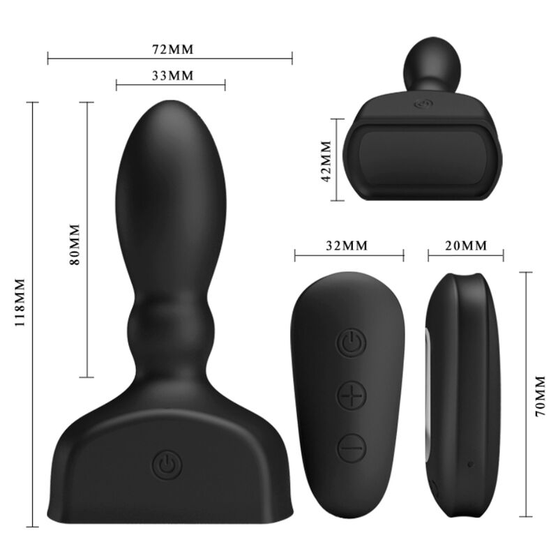 MR PLAY - HINCHABLE ANAAL PLUG NEGRO CONTROLE AFSTANDSBEDIENING