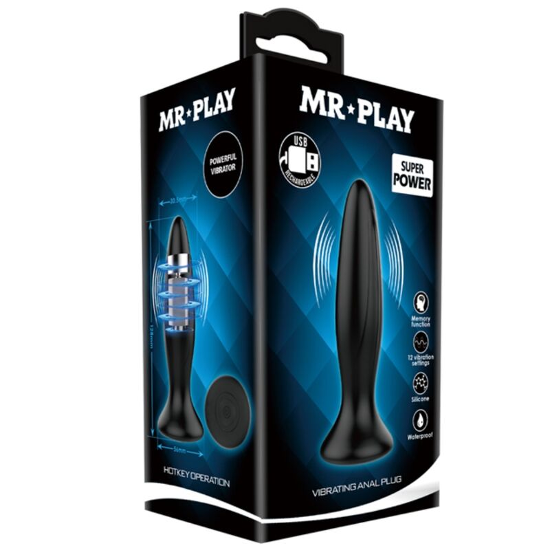MR PLAY - OPLAADBARE NEGRO VIBRADOR ANAAL PLUG