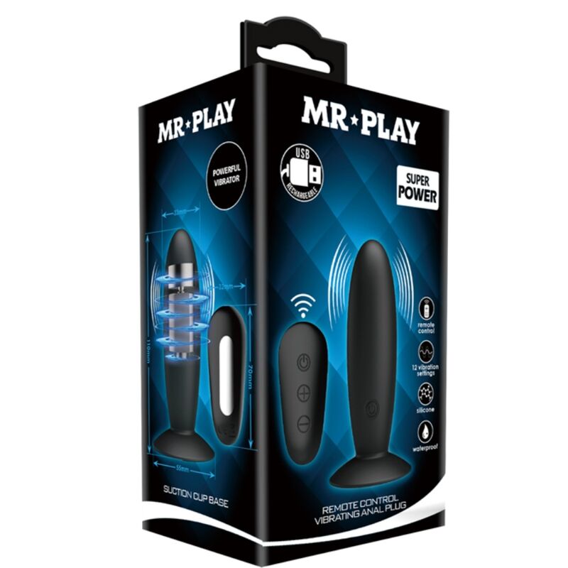 MR PLAY - ANALE PLUG MET ZWARTE VIBRATIECONTROLE OP AFSTANDSBEDIENING