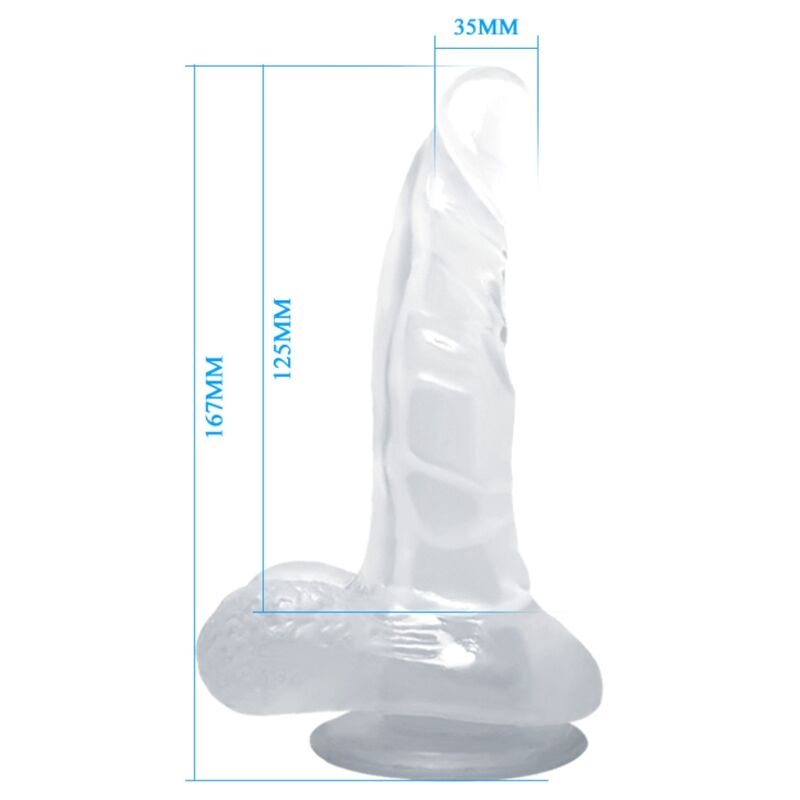 BAILE - REALISTISCHE DILDO MET VENTOSA EN TESTICULOS 16,7 CM TRANSPARANT