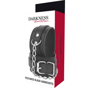 Darkness – Menottes en cuir texturé noir