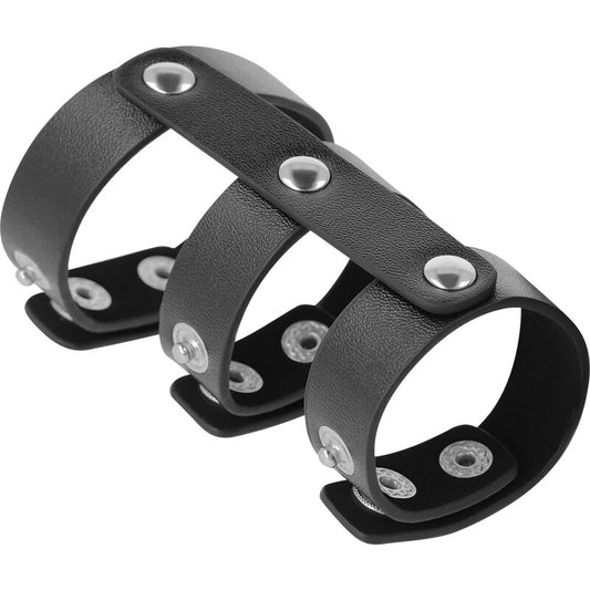 DARKNESS - ANILLO DOBLE PENE Y TESTICULOS ADJUSTABLE LEATHER