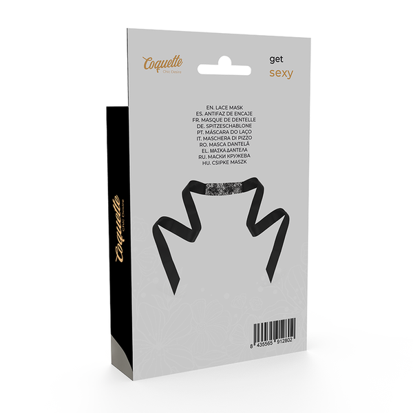 Coquette Chic Desire – Masque en dentelle noire avec ruban