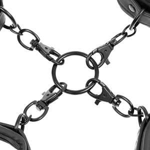 Fetish Submissive – Ensemble de menottes pour mains et chevilles avec doublure en noprène