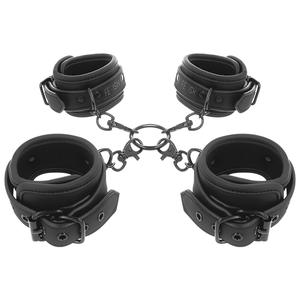 Fetish Submissive – Ensemble de menottes pour mains et chevilles avec doublure en noprène