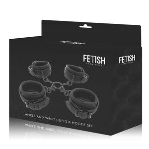 Fetish Submissive – Ensemble de menottes pour mains et chevilles avec doublure en noprène