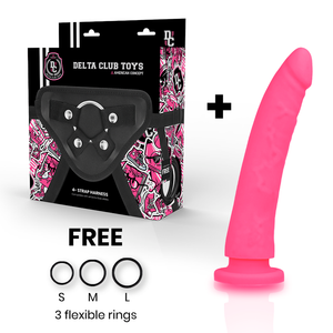 Delta Club – Toys harnais + dong silicone rose 17 cm -o- 3 cm