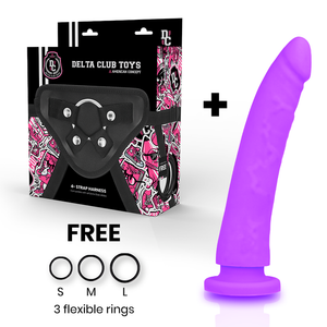 Delta Club – Toys harnais + dong silicone violet 20 cm -o- 4 cm