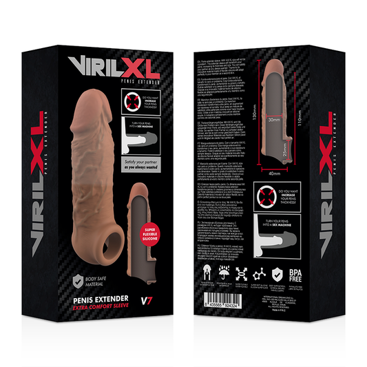 VIRILXL - LIQUID SILICONE PENE EXTENSION V7 BROWN
