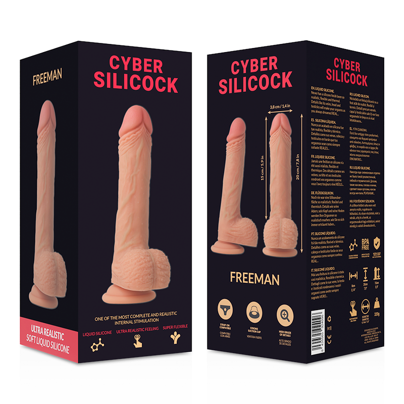 CYBER SILICOCK - FREEMAN REALISTISCHE VLOEISTOF SILICONEN 20 CM -O- 3,8 CM