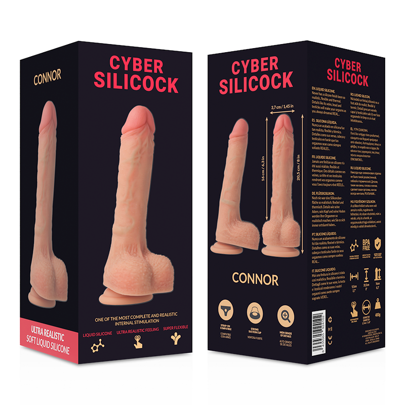 Cyber Silicock – Connor silicone liquide souple ultra réaliste 20.5 cm -o- 3.7 cm