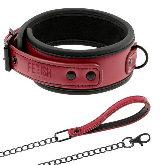 FETISH SUBMISSIVE DARK ROOM - COLLAR WITH CADENA WITH FORRO DE NEOPRENO