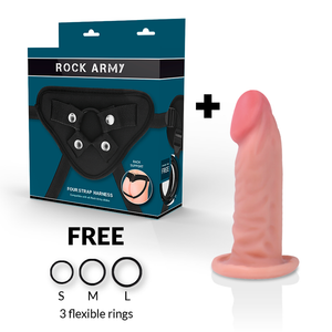 RockArmy – Harnais + gode réaliste tigre double densité 14 cm -o- 4.46 cm