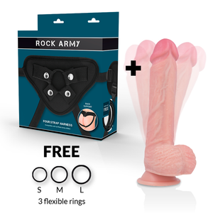 RockArmy – Harnais + hawk rotateur et vibrateur 22 cm -o- 4.6 cm