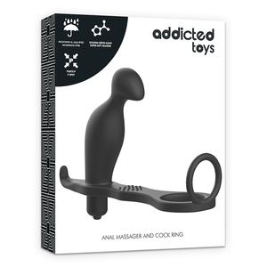 Addicted Toys – Plug anal avec anneau en silicone noir 12 cm