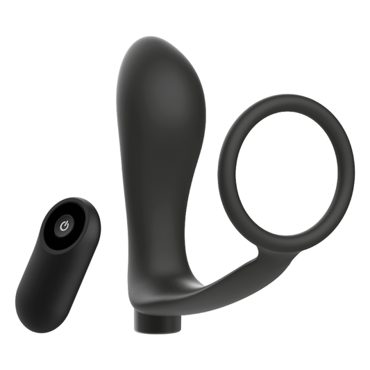 ADDICTED TOYS - ANILLA PENE WITH PLUG ANAL CONTROL REMOTO NEGRO RECARGABLE